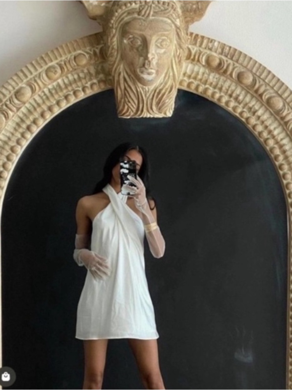Show Me Your Mumu Dress Jasmine Twist Halter Mini in Satin Luxe White